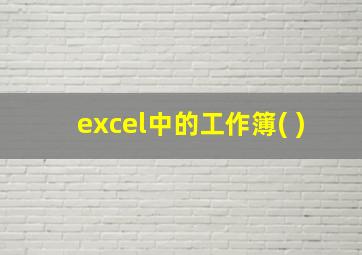 excel中的工作簿( )